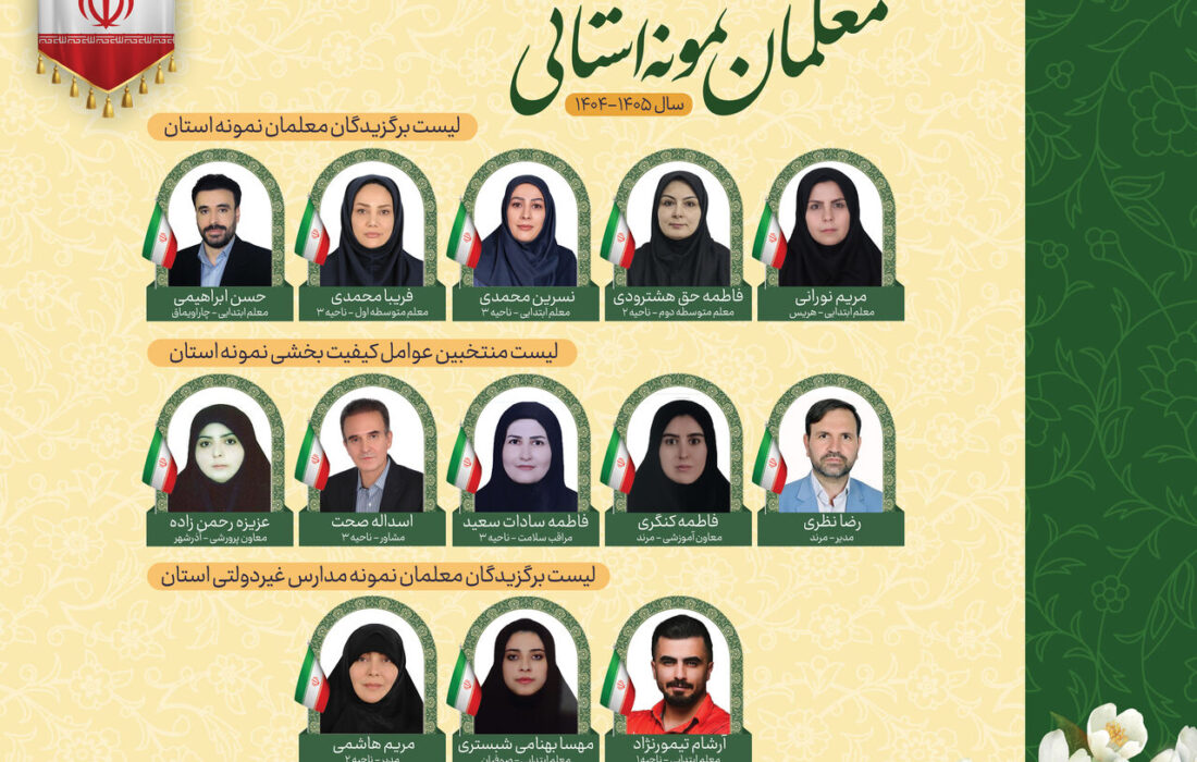 ۱۳ معلم نمونه سال آذربایجان شرقی معرفی شدند